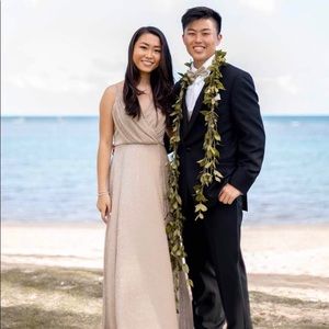 Gold Corinne Sparkle Lurex Prom Dress